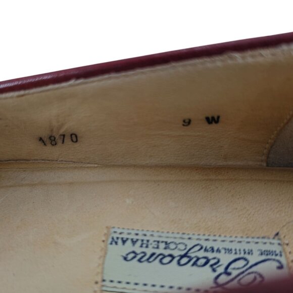 Vintage Bragano Cole Haan Italy Burgundy Leather Dress Shoe Men 9 Tassel Loafers - Picture 8 of 12